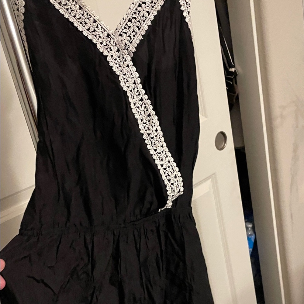 Black Lace Trim shorts romper